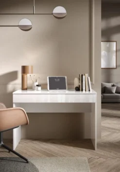 Scrivania da ufficio con cassetto 110x76 cm bianco lucido SCL1
