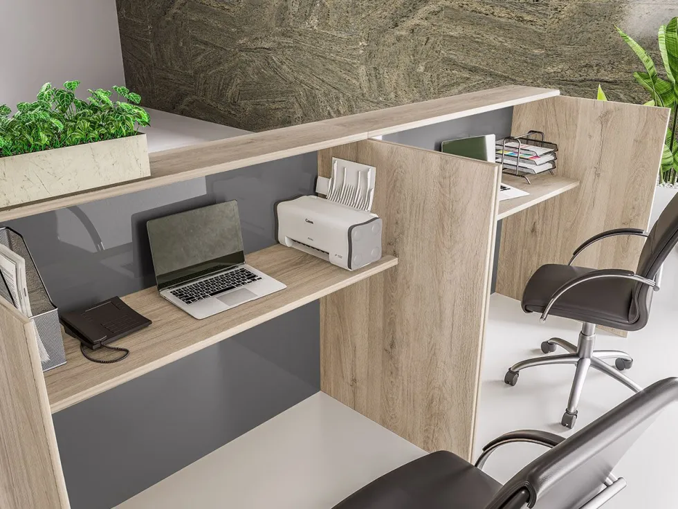 Scrivania doppia da ufficio in rovere e grigio lucido UI20