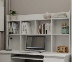 Scrivania moderna 130 cm con libreria bianco opaco SCT12