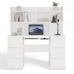 Scrivania moderna 130 cm con libreria bianco opaco SCT12
