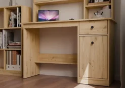 Scrivania moderna 120 cm con libreria rovere SCT22