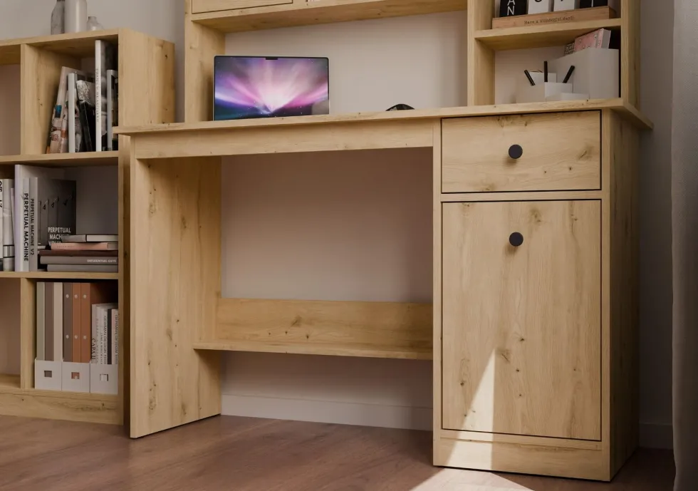Scrivania moderna 120 cm con libreria rovere SCT22