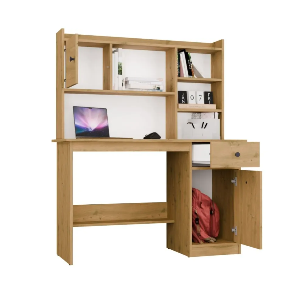 Scrivania moderna 120 cm con libreria rovere SCT22