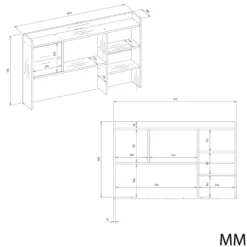Scrivania moderna 120 cm con libreria bianco opaco SCT22