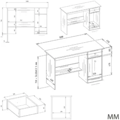 Scrivania moderna 120 cm con libreria bianco opaco SCT22