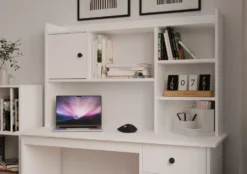 Scrivania moderna 120 cm con libreria bianco opaco SCT22