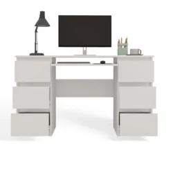 Scrivania moderna con cassetti 130x76x51 cm bianca SCT2