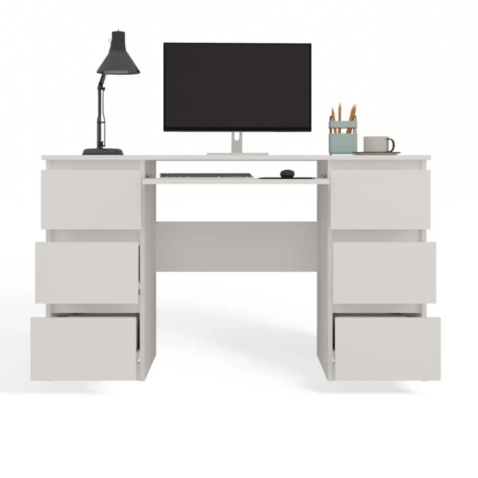 Scrivania moderna con cassetti 130x76x51 cm bianca SCT2