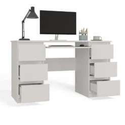 Scrivania moderna con cassetti 130x76x51 cm bianca SCT2