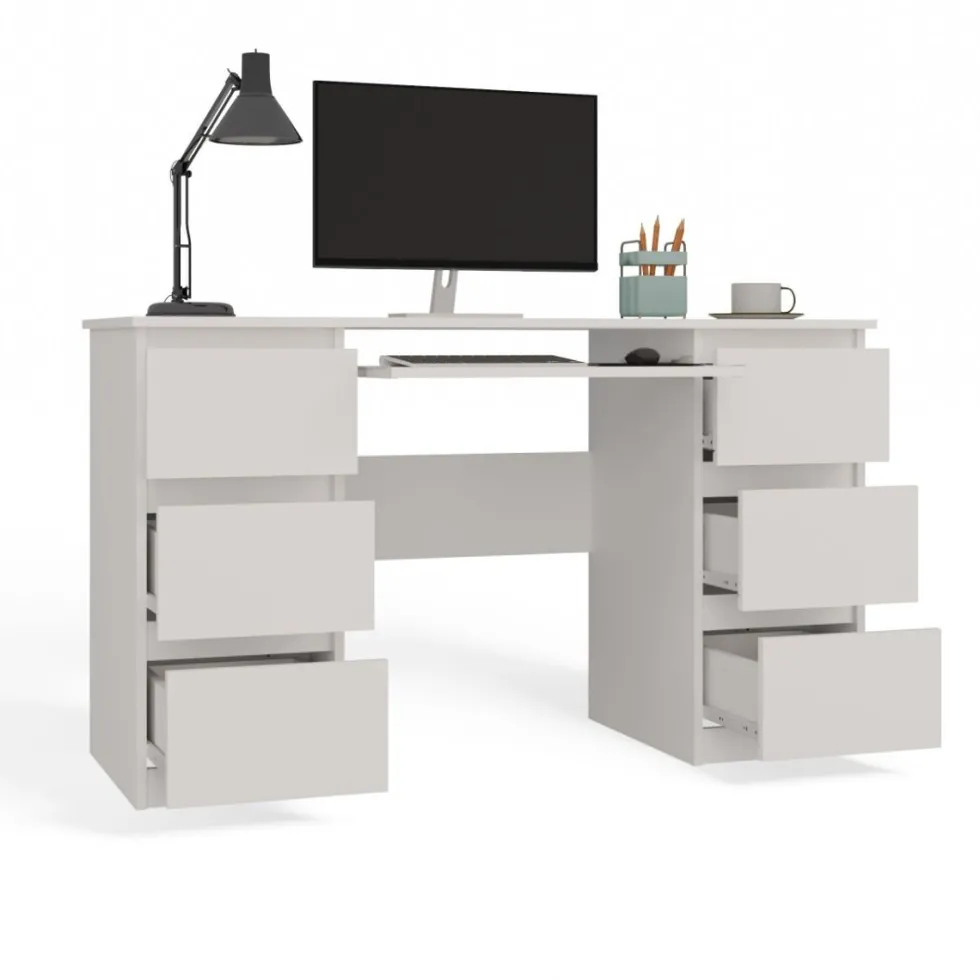 Scrivania moderna con cassetti 130x76x51 cm bianca SCT2