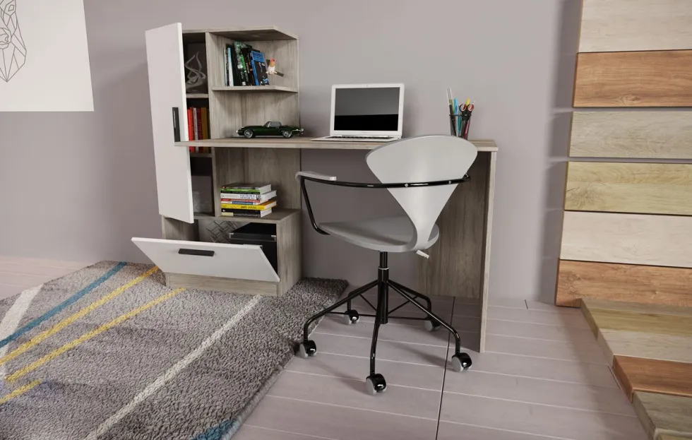 Scrivania moderna rovere chiaro e bianco SCI17