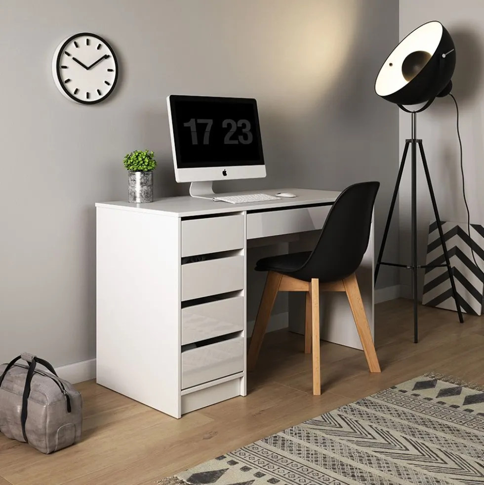 Scrivania moderna 120x75cm bianco lucido SCLK1