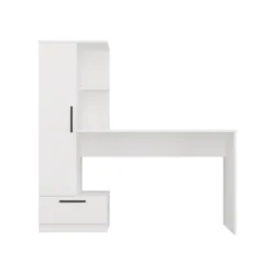 Scrivania moderna 143x140 cm con armadio in bianco opaco SCT18