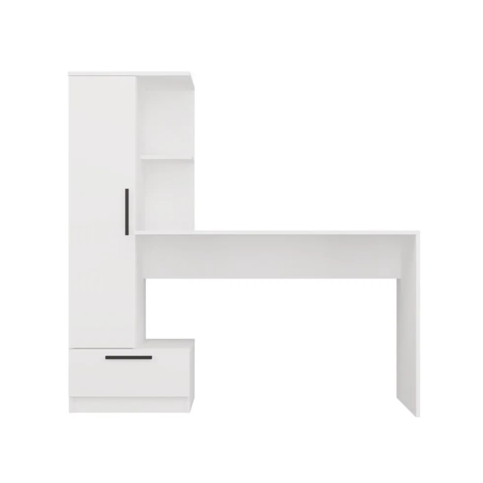 Scrivania moderna 143x140 cm con armadio in bianco opaco SCT18