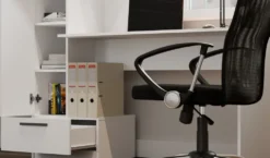 Scrivania moderna 143x140 cm con armadio in bianco opaco SCT18