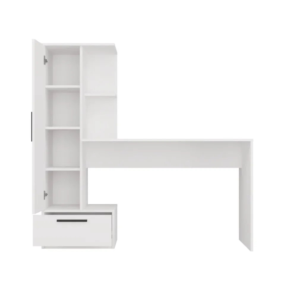 Scrivania moderna 143x140 cm con armadio in bianco opaco SCT18