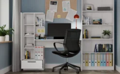 Scrivania moderna 143x140 cm con armadio in bianco opaco SCT18