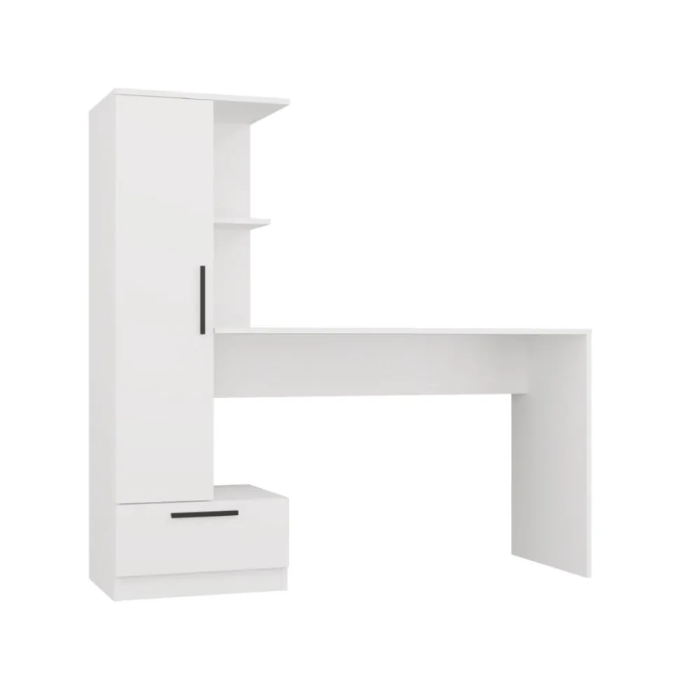 Scrivania moderna 143x140 cm con armadio in bianco opaco SCT18