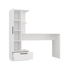 Scrivania moderna 143x140 cm con armadio in bianco opaco SCT18