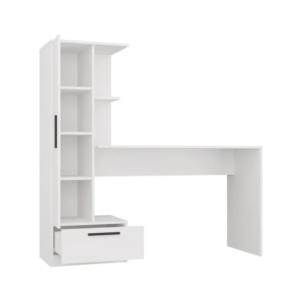 Scrivania moderna 143x140 cm con armadio in bianco opaco SCT18