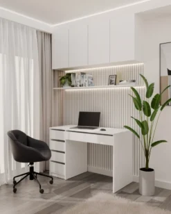 Scrivania moderna 120x76.5 cm con cassetti bianco opaco SCT19