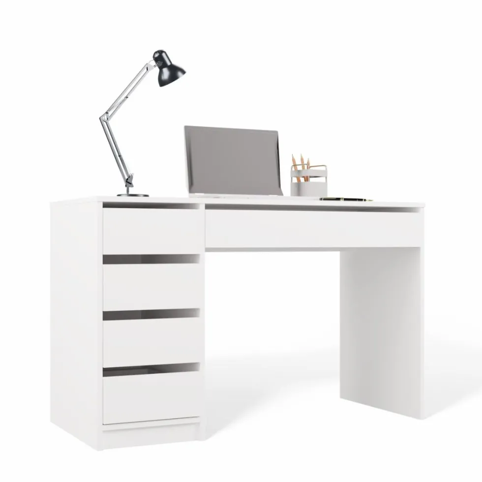 Scrivania moderna 120x76.5 cm con cassetti bianco opaco SCT19