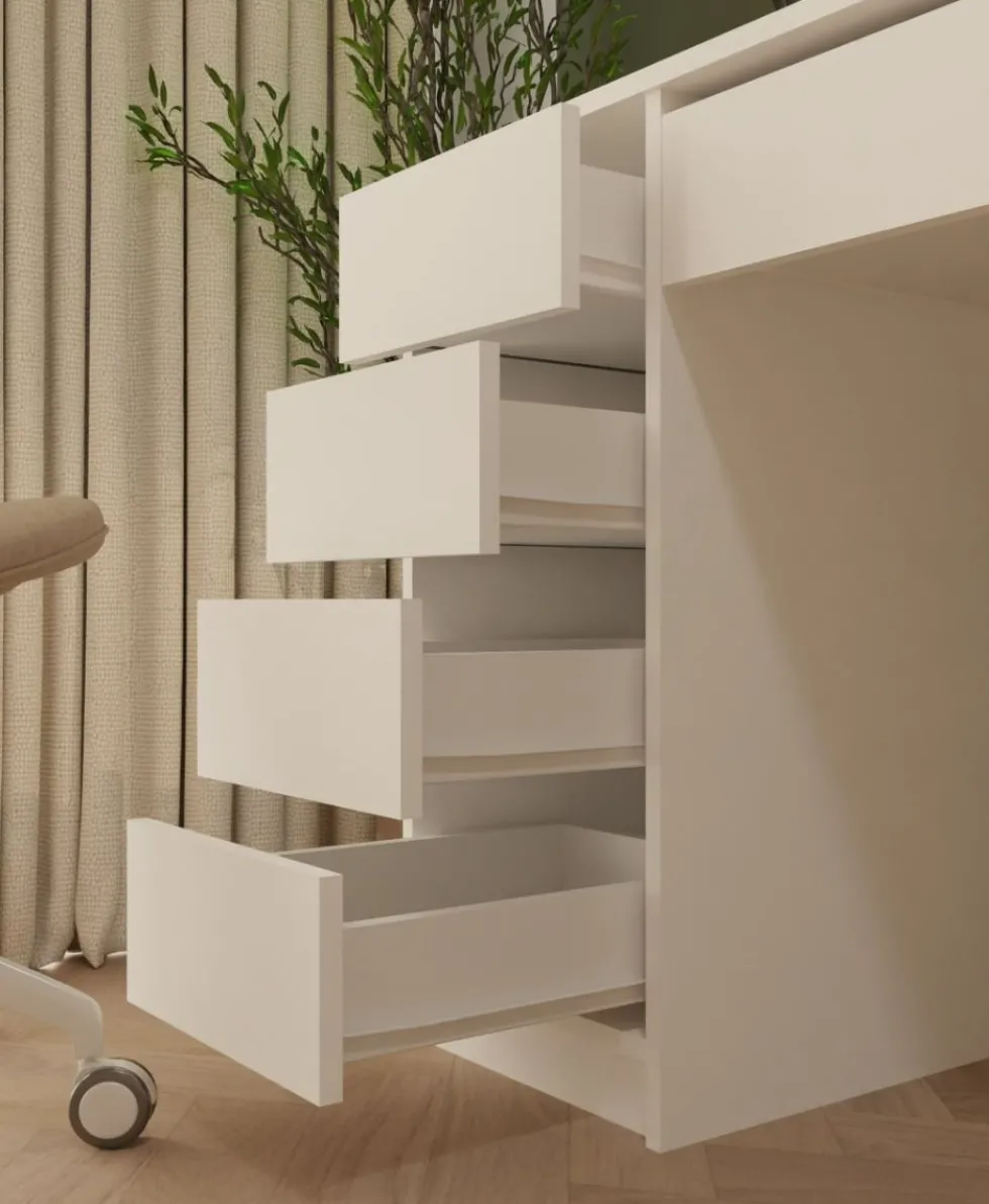 Scrivania moderna 120x76.5 cm con cassetti bianco opaco SCT19