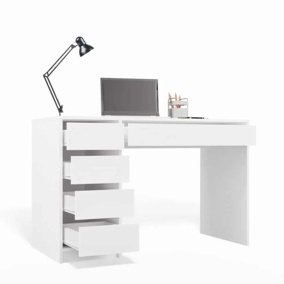 Scrivania moderna 120x76.5 cm con cassetti bianco opaco SCT19