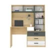 Scrivania per cameretta con libreria in rovere chiaro, bianco lucido e grigio antracite SCG7