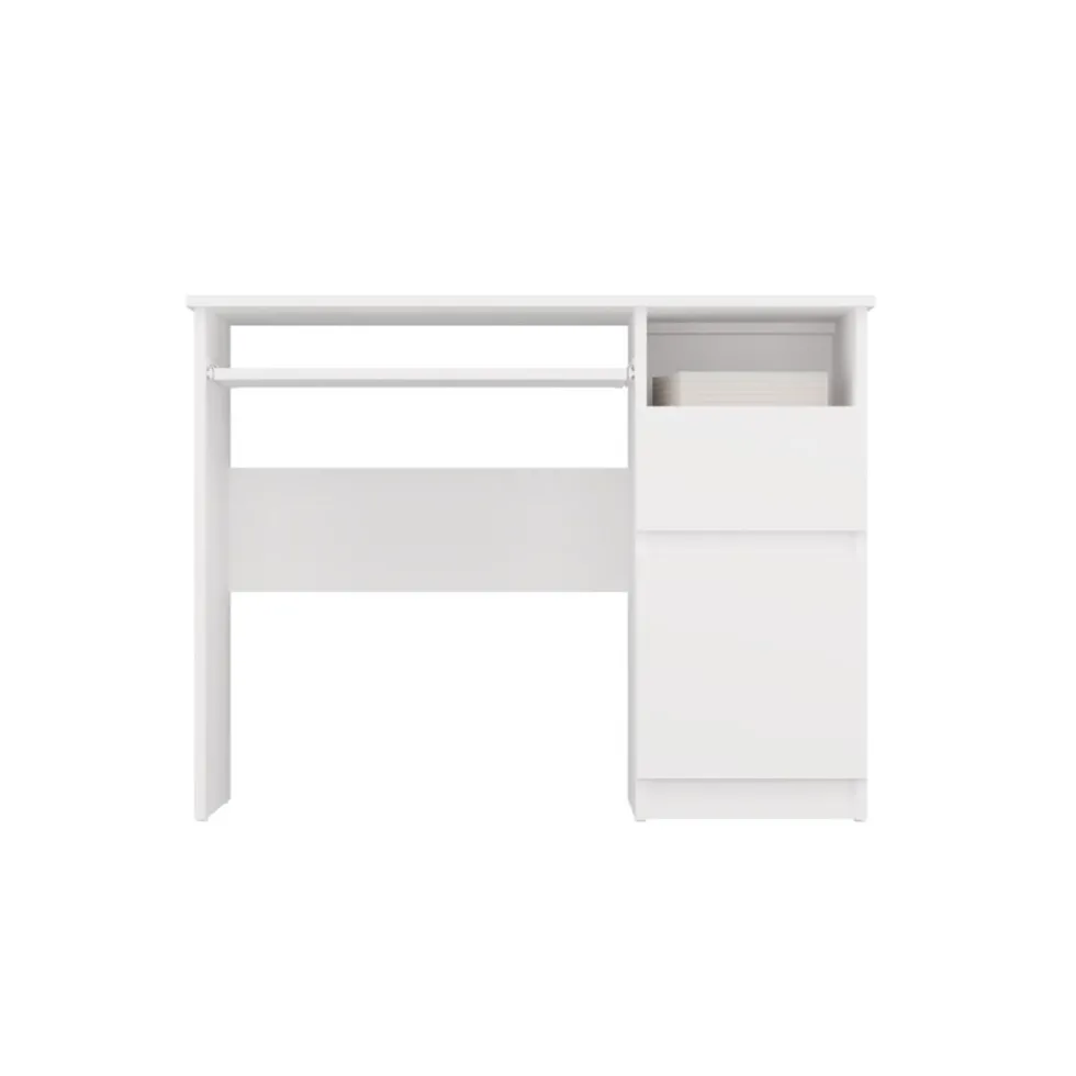 Scrivania piccola 98,5 cm con anta e cassetto bianco SCT11