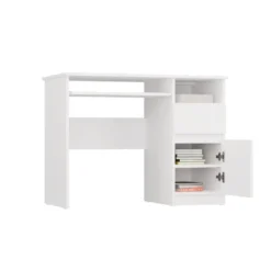 Scrivania piccola 98,5 cm con anta e cassetto bianco SCT11