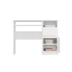 Scrivania piccola 98,5 cm con anta e cassetto bianco SCT11