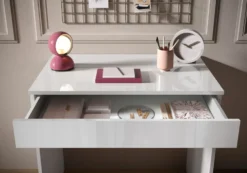 Scrivania piccola da ufficio con cassetto 78x76 cm bianco lucido SCL2