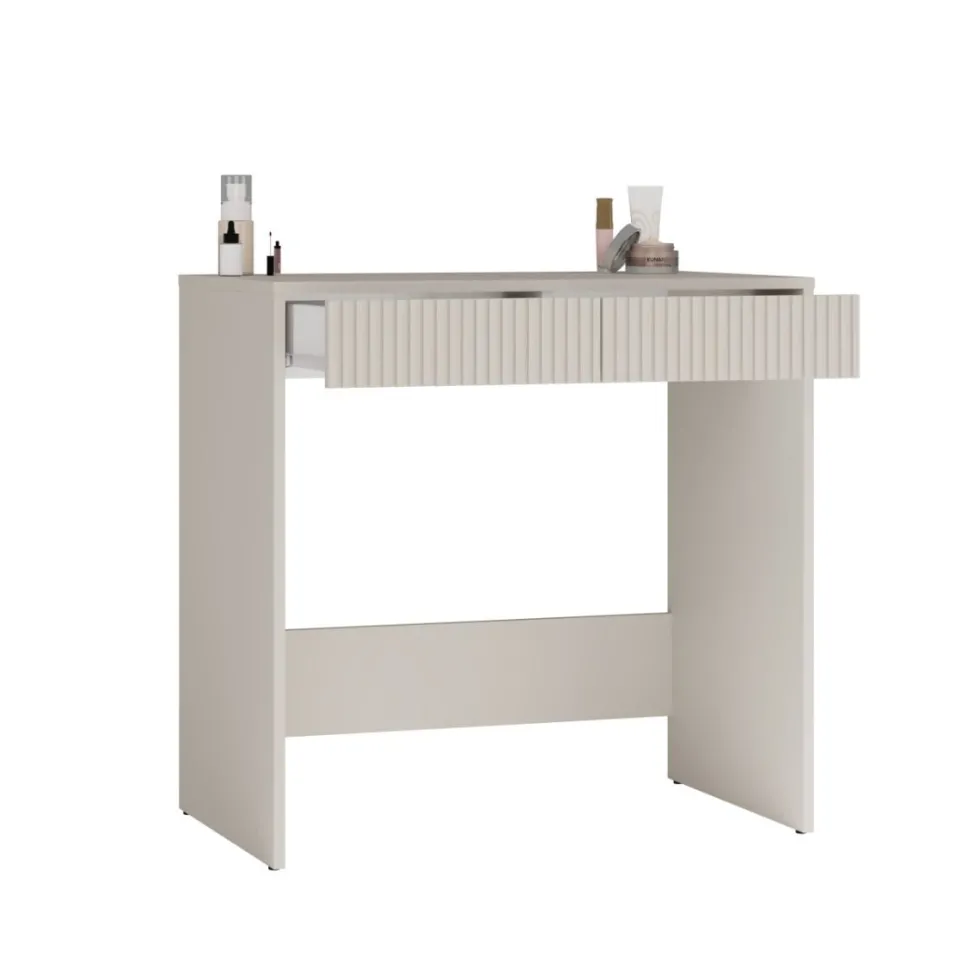 Scrivania piccola salvaspazio 80x81 cm con cassetti decorati beige cashmere SCT14