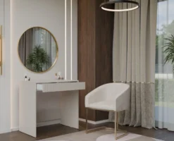 Scrivania piccola salvaspazio 80x81 cm con cassetti decorati beige cashmere SCT14