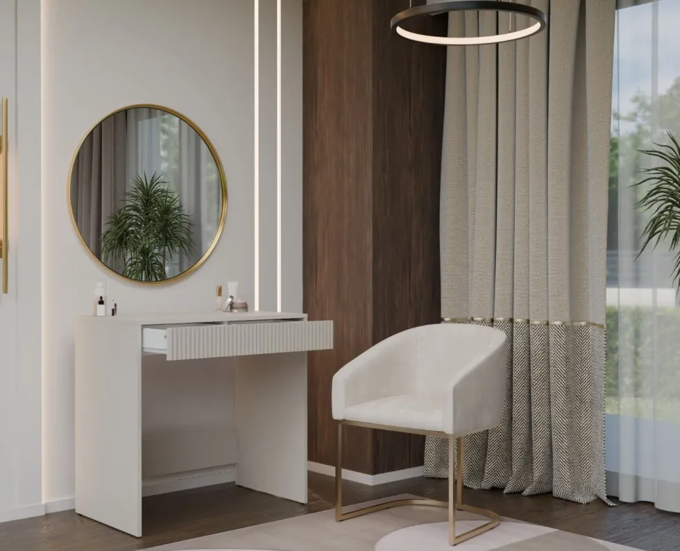 Scrivania piccola salvaspazio 80x81 cm con cassetti decorati beige cashmere SCT14