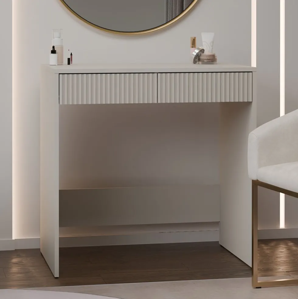 Scrivania piccola salvaspazio 80x81 cm con cassetti decorati beige cashmere SCT14