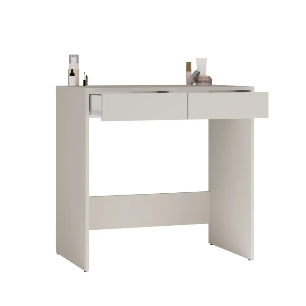 Scrivania piccola salvaspazio 81x80 cm con 2 cassetti beige cashmere SCT13