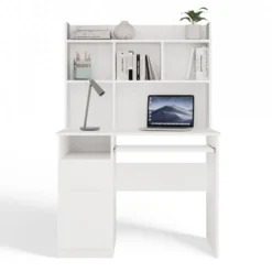 Scrivania salvaspazio 98X145 cm con libreria bianco opaco SCT16