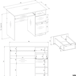 Scrivania salvaspazio 98X145 cm con libreria bianco opaco SCT16