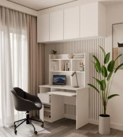 Scrivania salvaspazio 98X145 cm con libreria bianco opaco SCT16