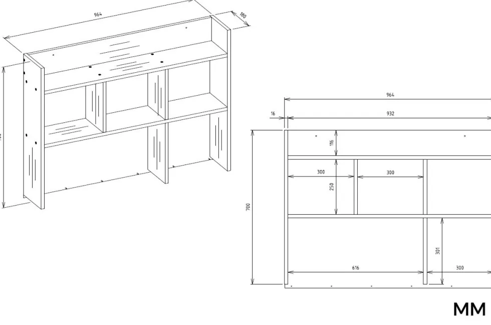 Scrivania salvaspazio 98X145 cm con libreria bianco opaco SCT16