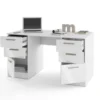 Scrivania 138x75 cm bianco opaco/ bianco lucido con 2 ante e 4 cassetti SCI26