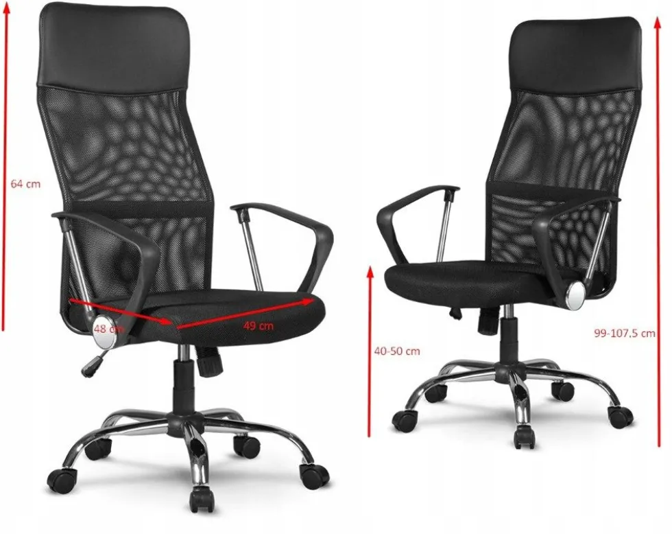 Sedia da ufficio comoda con schienale alto rossa e nera ST4