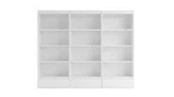 Set 3 Librerie Moderne 65x183x37 cm con cassetti bianco opaco LBT26