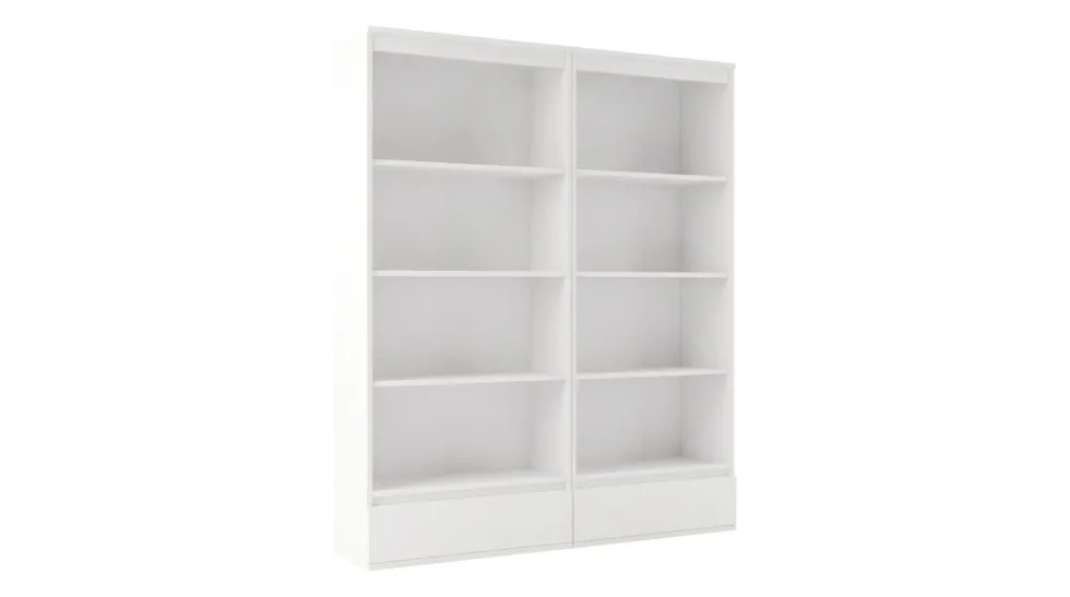 Set 2 Librerie Moderne 65x183x37 cm con cassetti bianco opaco LBT25
