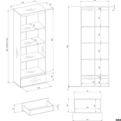 Set 2 Librerie Moderne 65x183x37 cm con cassetti bianco opaco LBT25