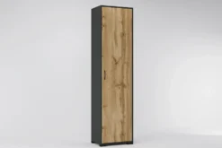 Set mobile ingresso salvaspazio con appendiabiti e scarpiera in rovere e grigio IG22