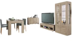 Set mobili soggiorno con vetrina, porta TV, madia e tavolo PAI6047