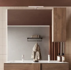 Specchiera bagno 120x110 cm con colonna e luce led SPL7